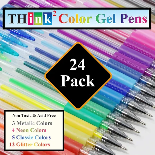 Vista 2 de Think2 - Juego de bolígrafos de gel de color para adolescentes y adultos. Perfecto para dibujar, diario, garabatear, álbumes de recortes