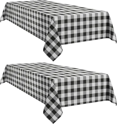 Vista 19 de Softalker - Mantel rectangular a cuadros, impermeable para exteriores, 54 x 120 pulgadas, mantel de búfalo a cuadros, resistente a las manchas
