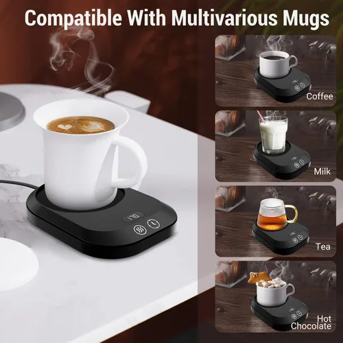 Vista 5 de Calentador de taza de café para escritorio, calentador eléctrico de taza de café con 3 ajustes de temperatura, calentador de café inteligente