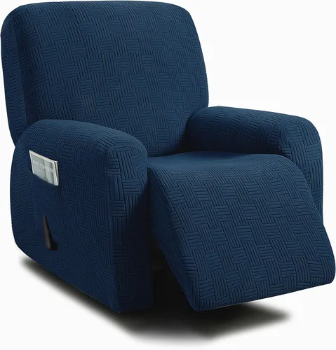 Vista 25 de ULTICOR - Juego de 8 fundas para sofá reclinable de jacquard, fundas elásticas para sofá reclinable para 3 cojines, gruesas, suaves, lavables