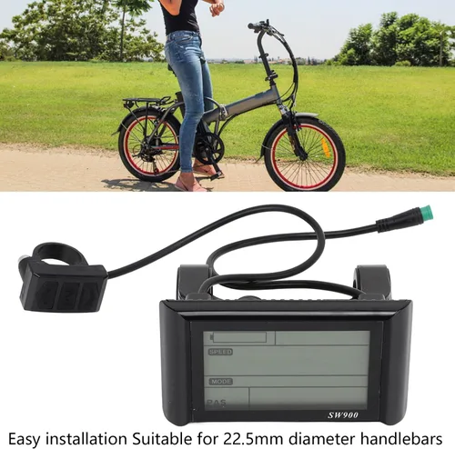 Vista 4 de Pantalla LCD para bicicleta eléctrica, 5 pines SW900 impermeable panel de control de medidor de batería inteligente con seguimiento de consumo