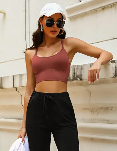 Vista 5 de Sykooria - Sostén deportivo con tirantes para mujer espalda cruzada sexi para yoga correr atletismo gimnasio entrenamiento camiseta sin mangas