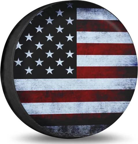 Vista 13 de Cubierta de neumático de repuesto, bandera de águila americana, de poliéster, universal, impermeable, protección contra la corrosión, para remolque