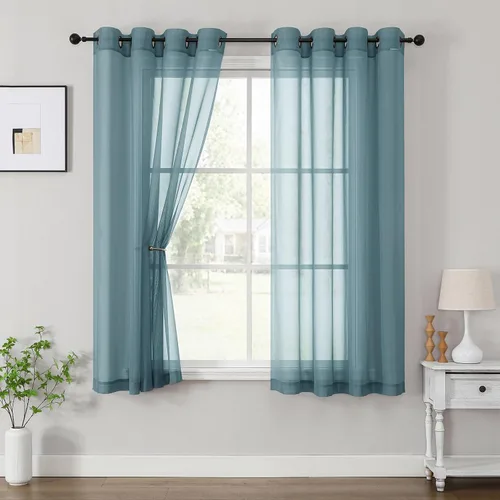 Vista 36 de OWENIE Cenefa transparente con ojales negros para ventanas, 2 paneles de 52
