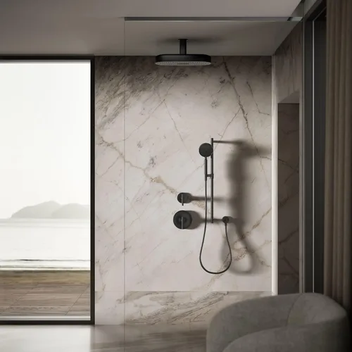 Vista 9 de KOHLER 26297-BL Statement™ Cabezal de lluvia oblongo, multifunción, 2.5 gpm, color negro mate