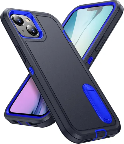 Vista 29 de IDweel Funda para iPhone 15 con soporte, protección resistente a los golpes, antiarañazos, delgada, ligera, protectora resistente, funda rígida