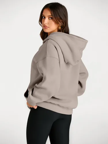 Vista 34 de Trendy Queen - Sudaderas extragrandes con capucha para mujer, suéteres de manga larga, sin botones, de vellón, de otoño, ropa de invierno