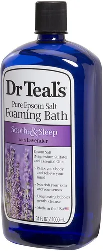 Vista 2 de Dr Teal's Set de regalo de loción espumosa para baño y cuerpo (paquete de 2, 42 onzas en total) – 34 onzas de baño espumoso de lavanda calmante