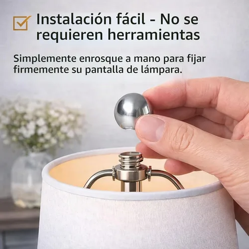 Vista 5 de Tapón de rosca para lámpara, paquete de 2 tapas de metal roscadas de 1/4-27, repuesto decorativo para lámparas de mesa y pie