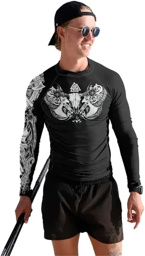 Vista 4 de Viking - Camiseta de compresión para hombre, manga larga, capa base para jiu jitsu
