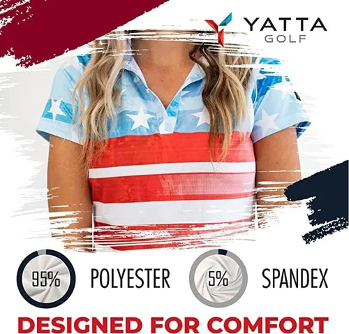 Vista 5 de YATTA GOLF Polo de golf para mujer, resistente a las arrugas, absorbe la humedad y cuello en V para mujer