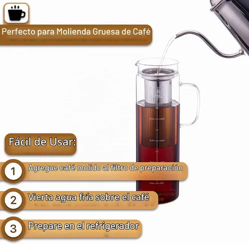 Vista 4 de BTAT - Cafetera fría de 1.5 cuartos de galón, cafetera helada de 48 onzas, cafetera helada, jarra hermética de preparación fría, accesorios de café