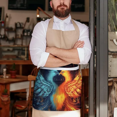 Vista 7 de Server Aprons with 3 Pockets Waist Apron Waterproof Half Apron Short Cooking Aprons Bib
