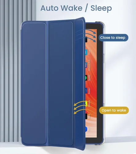 Vista 5 de MoKo - Funda para tableta Amazon Kindle Fire HD 10 (13ª generación, versión 2023) de 10.1 pulgadas, funda de piel sintética con soporte triple