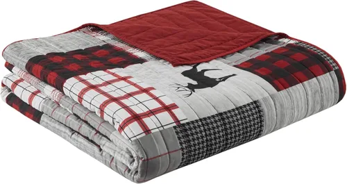 Vista 12 de Woolrich Juego de edredón reversible – Estilo cabaña invertido a color sólido, colcha ligera para todas las estaciones, capa de ropa de cama