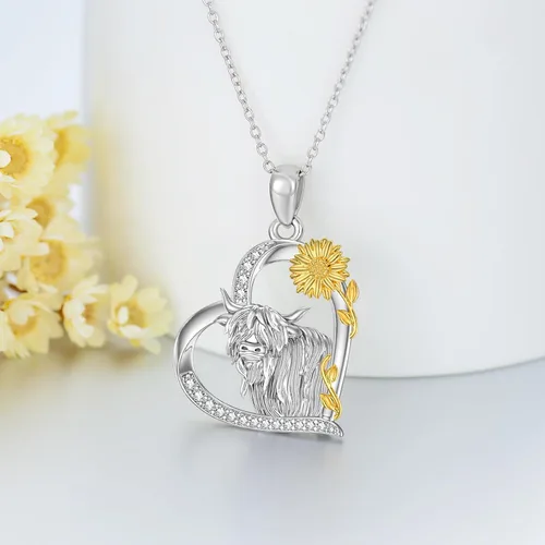Vista 3 de Collar de plata de ley con diseño de animales, gato, perro, conejo, sirena, vaca, lobo, caballo, koala, jirafa, mariposa, libélula, murciélago