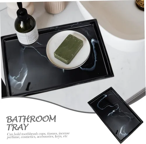 Vista 9 de Bandeja de baño de cerámica negra Maquillaje Joyas Plato de vanidad