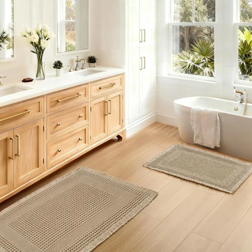 Vista 53 de JIUZHEN Tapete de Baño Mejorado con Diseño de Gofre Súper Absorbente Tapetes de Baño Antideslizantes Alfombras de Baño Lavables a Máquina de Secado