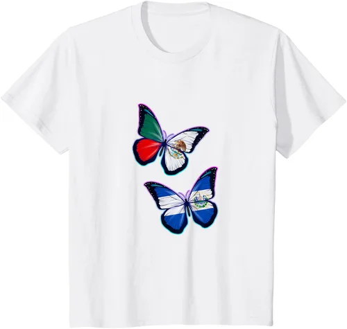 Vista 23 de Raíces biculturales de El Salvador y México. Versión mariposa Camiseta, Negro