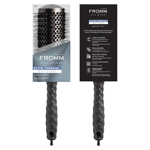 Vista 6 de Fromm Elite Thermal Ceramic x Ionic - Cepillo redondo de 2 pulgadas para golpes expertos y secado más rápido del cabello, barril extendido