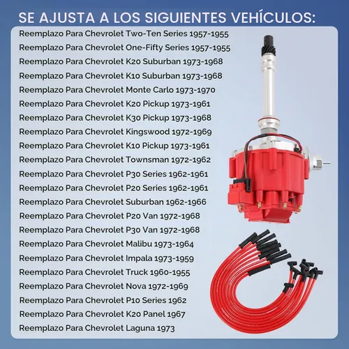 Vista 3 de Distribuidor HEI con cables de bujía de repuesto para Chevy SBC 350 BBC 454