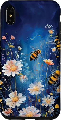 Vista 11 de Bees and Wildflowers on Dark Blue Case for iPhone 17