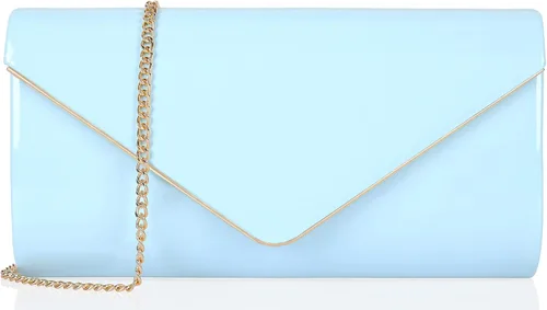 Vista 11 de Dexmay - Bolso de mano de piel de patente brillante para mujer, bolso de noche plegable