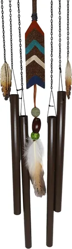 Vista 2 de Ebros Gift Southwest Western Tribal Native Boho Chic Gecko Lizard caprichoso en luna creciente con flecha atrapasueños pluma campanilla de viento
