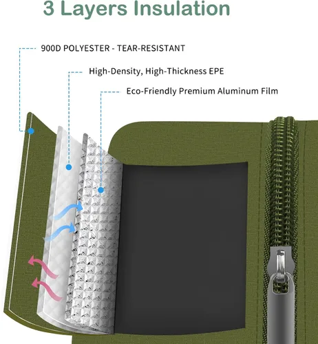 Vista 4 de DALINDA, lonchera con aislamiento reutilizable para mujeres y hombres, bolsa de almuerzo de alta capacidad para viajes, trabajo, picnic, verde