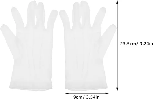 Vista 2 de Guantes profesionales de árbitro de competición de billar, 1 par blanco transpirable de mezcla de algodón y poliéster, guantes deportivos elásticos