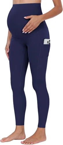 Vista 13 de WHOUARE Leggings de maternidad sobre el vientre con bolsillos para mujer, cintura alta, entrenamiento, pantalones de yoga