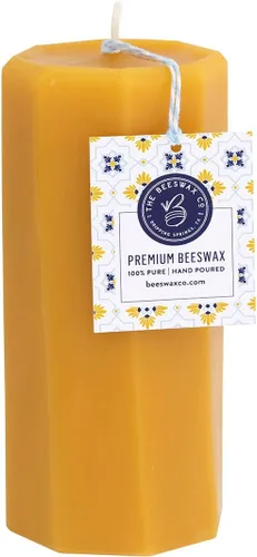 Vista 10 de The Beeswax Co. - Vela grande de cera de abejas de colmena – Perfumada a miel natural, de larga duración y ecológica, mecha de algodón, cera