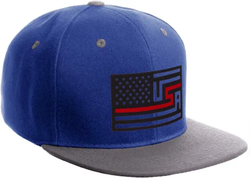 Vista 9 de I&W Hatgear Bandera de Rediseño de Estados Unidos Delgada Azul Línea Roja Soporte American Servicemen Sombrero El Snapback Línea Azul Delgada