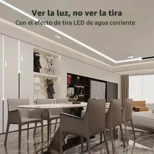 Vista 7 de Paquete de 6 canales de aluminio LED en forma de U de 3.3 pies con cubierta negra, tapas de extremo y clips de montaje, perfil de aluminio
