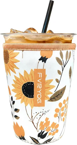 Vista 16 de Fundas de neopreno reutilizables aisladas para café helado, fundas para tazas de café helado, fundas para bebidas heladas y calientes