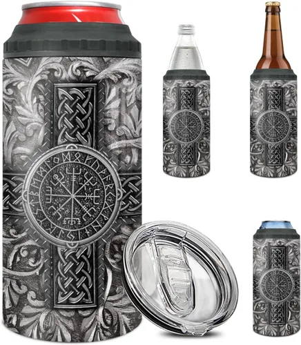 Vista 10 de winorax Vaso de béisbol 4 en 1, enfriador de latas de béisbol de acero inoxidable, vasos aislados para café, taza de viaje con tapa, vasos de regalo