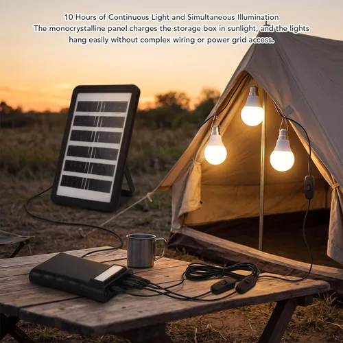 Vista 4 de Fafeicy Solar Light Set 3 LED Bulbs with 3600mAh Battery and 2.7m
