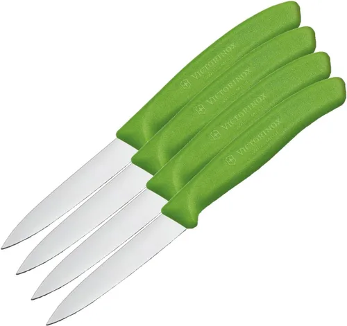 Vista 6 de Victorinox Cuchillo de pelar clásico suizo de 3.25 pulgadas con borde dentado, punta de lanza, negro