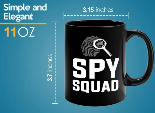 Vista 6 de Taza de café detective de 11 onzas, color negro, escuadrón espía, oficial de policía, patrulla policial, detective, policía, policía, policía