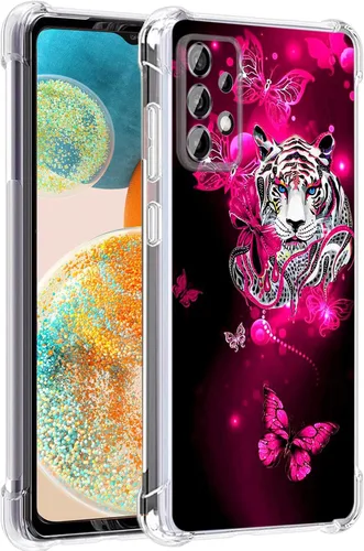 Vista 35 de Funda para Galaxy A23 5G, diseño de flores de mariposa azul, protección contra caídas, a prueba de golpes, carcasa protectora de cuerpo completo
