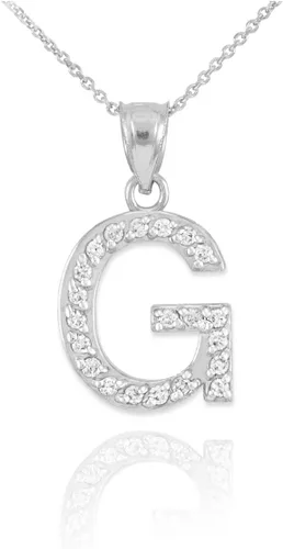 Vista 6 de Claddagh Gold . Collar con colgante de letra inicial de plata de ley 925 con circonita cúbica - Elección de tamaños
