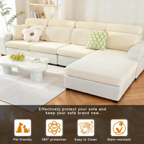 Vista 2 de Fundas de cojín para sofá, fundas de sofá mágicas, fundas lavables y elásticas para asientos seccionales y en forma de L, protectores de muebles