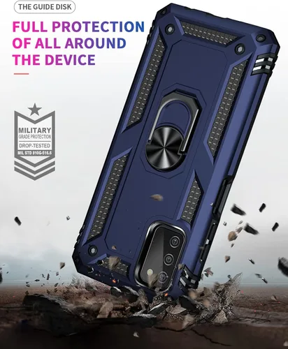 Vista 6 de Funda para Galaxy A03S, con protector de pantalla, grado militar, 16 pies, probada contra caídas con soporte magnético, funda protectora de montaje