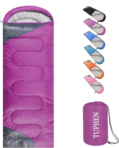 Vista 14 de tuphen - Sacos de dormir para adultos, niños, niñas, mochileros, senderismo, camping, forro de microfibra, clima frío y cálido, 4 estaciones, uso