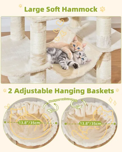 Vista 4 de Taoqimiao Torre de árbol para gatos, árbol resistente de 76 pulgadas para gatos de interior, torre grande para gatos adultos con postes rascadores