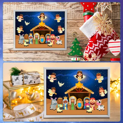 Vista 5 de FaCraft Pegatinas de Belén para niños, 24 hojas, manualidades religiosas Multi-1