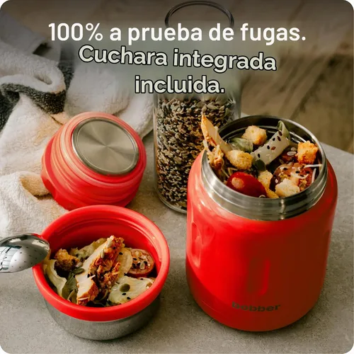 Vista 3 de BOBBER Tarro de alimentos aislado de acero inoxidable de 16 oz con boca extra ancha, cuchara y tazón integrados, mantiene el calor durante 10 horas
