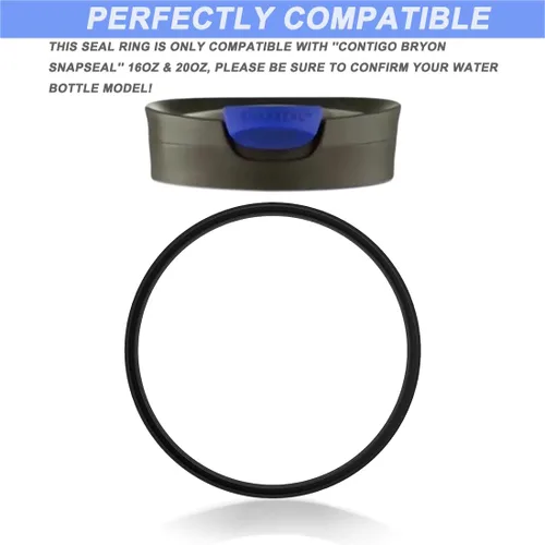 Vista 2 de 10 sellos de tapa de goma de repuesto compatibles con taza de viaje Contigo Snapseal Byron de 16 y 20 onzas, sellos de goma a prueba de fugas, Negro