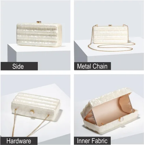 Vista 6 de Women Acrylic Clutch Purse Marbled Evening Shoulder Bag for Wedding Cocktail Party Prom