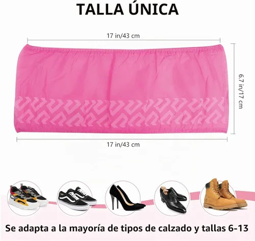 Vista 4 de squish Fundas para zapatos, desechables, antideslizantes, paquete de 100 (50 pares), color rosa, gruesas, extra desechables, fundas para botas